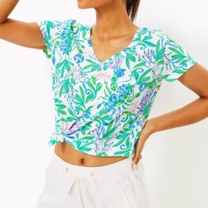 Brand New Lilly Pulitzer Meredith Tee in Resort White Just a Pinch, XL
